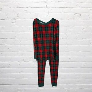Little Sleepies Red and Green Plaid Bamboo Two Piece Pajama Set for Christmas
